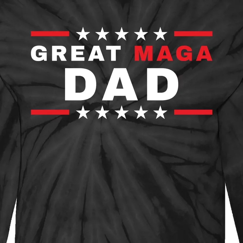 Great MAGA DAD Father's Day Gift Trump Supporter Birthday Tie-Dye Long Sleeve Shirt