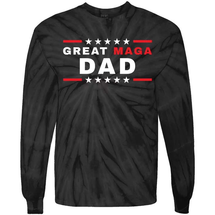 Great MAGA DAD Father's Day Gift Trump Supporter Birthday Tie-Dye Long Sleeve Shirt