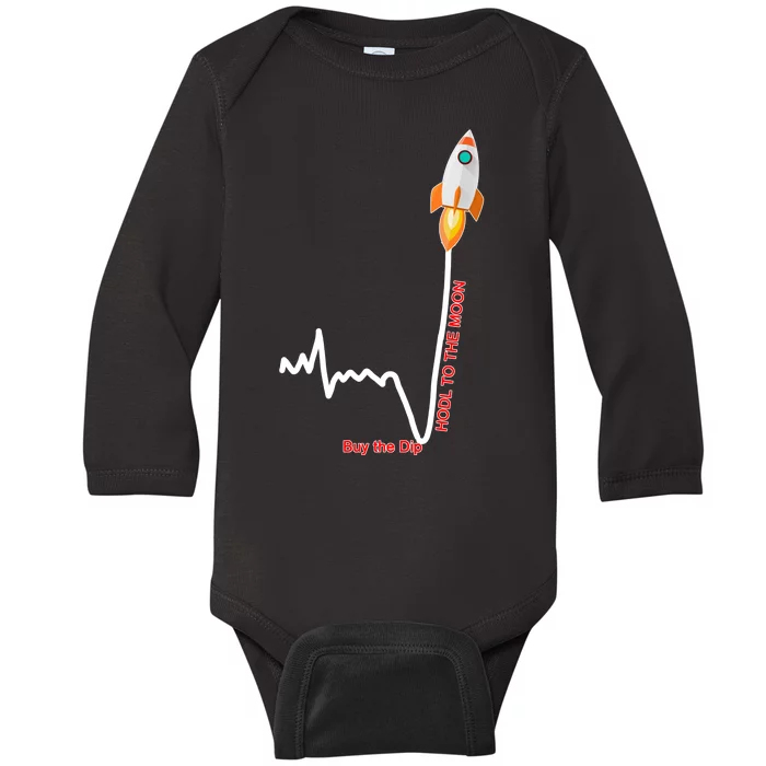 GME Stock AMC Hold To The Moon Buy The Dip Baby Long Sleeve Bodysuit