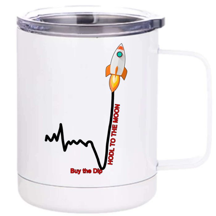 GME Stock AMC Hold To The Moon Buy The Dip Front & Back 12oz Stainless Steel Tumbler Cup