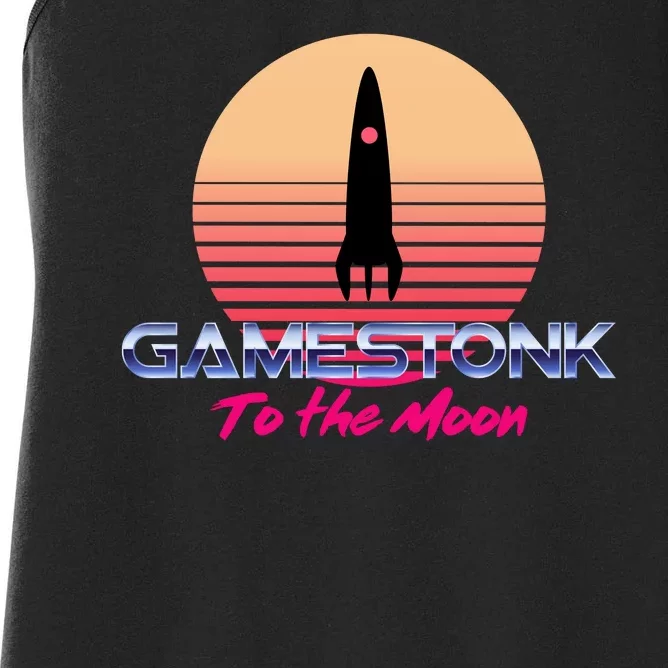 $GME Ticker Rocket Moon Gamestonk GME Gamestick Women's Racerback Tank