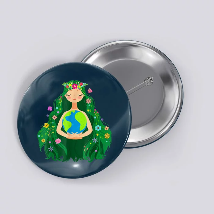 Green Mother Earth Day Save Our Planet Button