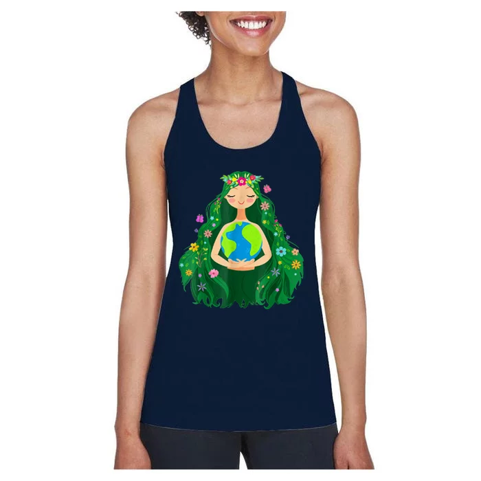 Green Mother Earth Day Save Our Planet Women's Racerback Tank