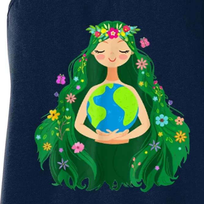 Green Mother Earth Day Save Our Planet Women's Racerback Tank