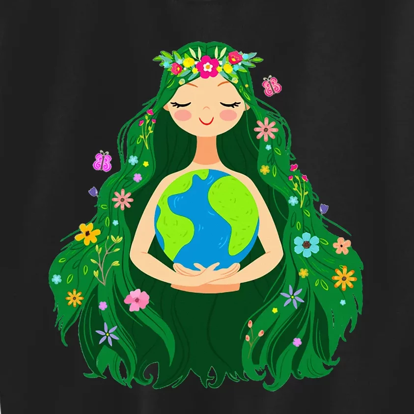 Green Mother Earth Day Gaia Save Our Planet Kids Sweatshirt