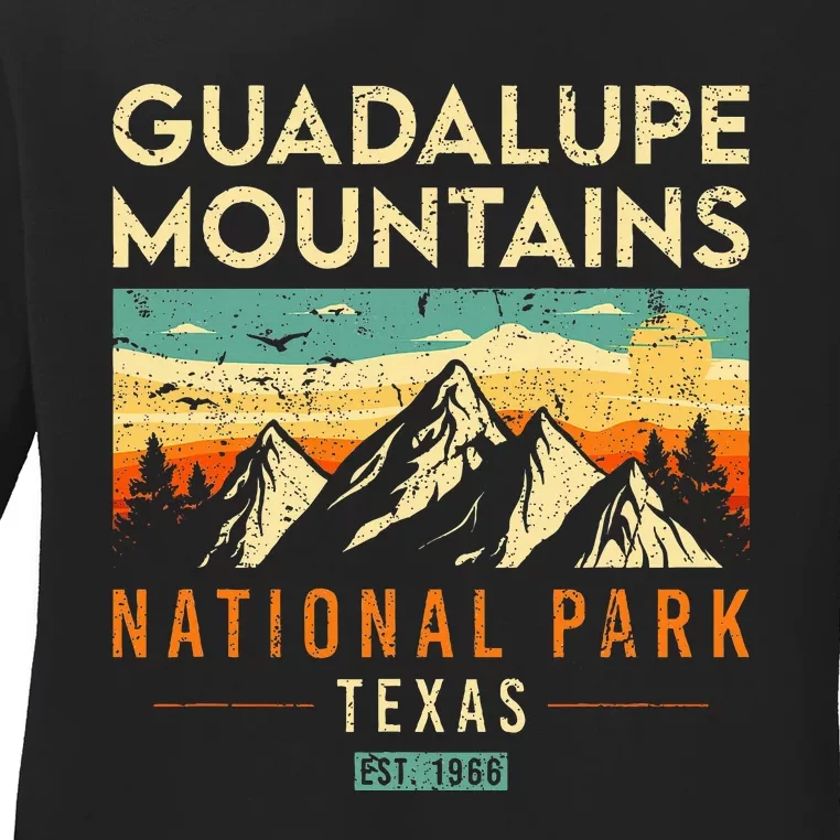 Guadalupe Mountains Est 1966 Texas Retro National Park Ladies Long Sleeve Shirt