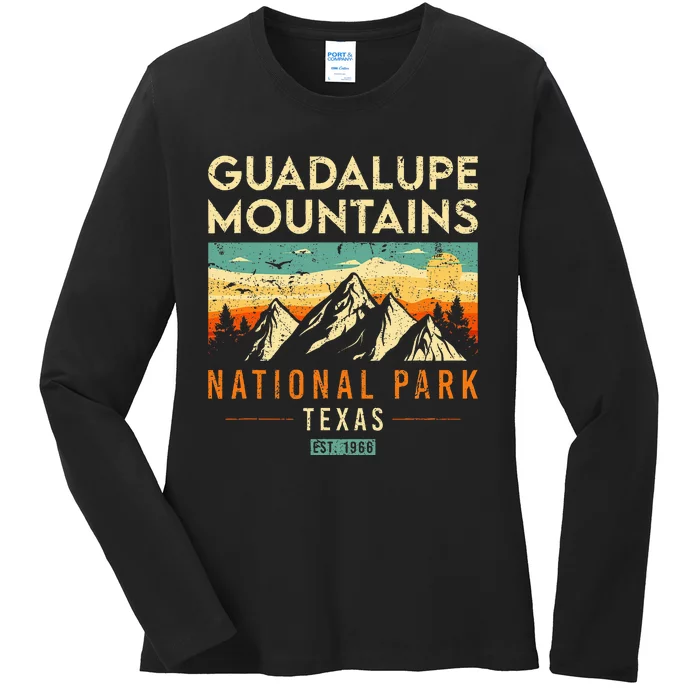 Guadalupe Mountains Est 1966 Texas Retro National Park Ladies Long Sleeve Shirt