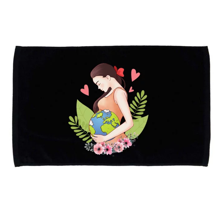 Green Mother Earth Day Save Our Planet Happy Pregnant Microfiber Hand Towel