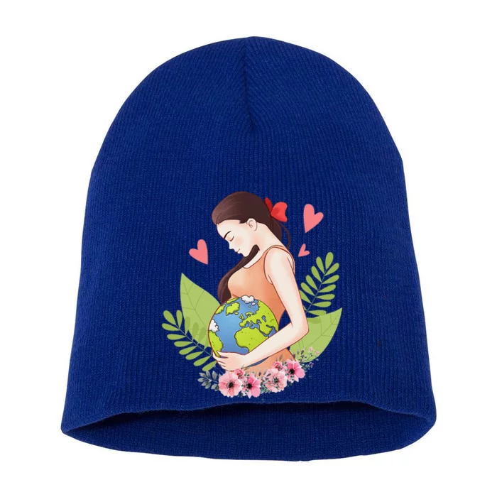 Green Mother Earth Day Save Our Planet Happy Pregnant Short Acrylic Beanie