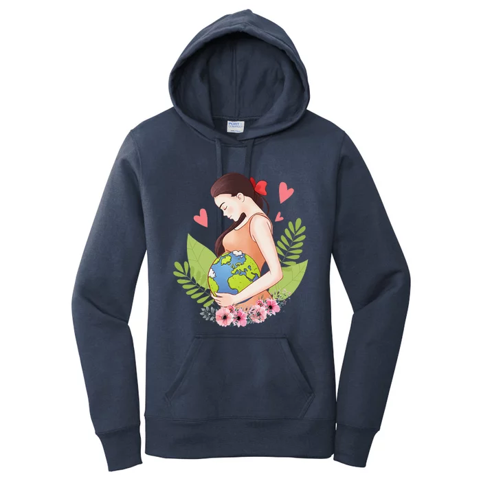 Green Mother Earth Day Save Our Planet Happy Pregnant Women's Pullover Hoodie