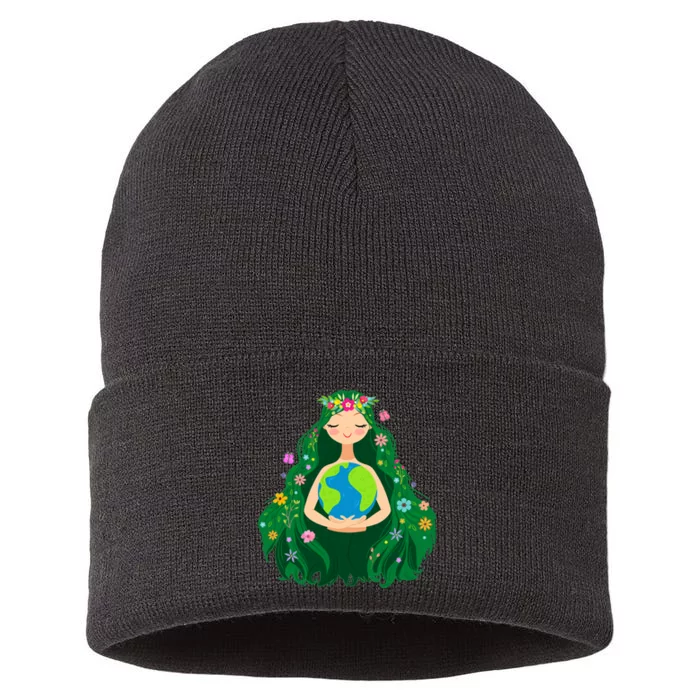 Green Mother Earth Day Gaia Save Our Planet Sustainable Knit Beanie