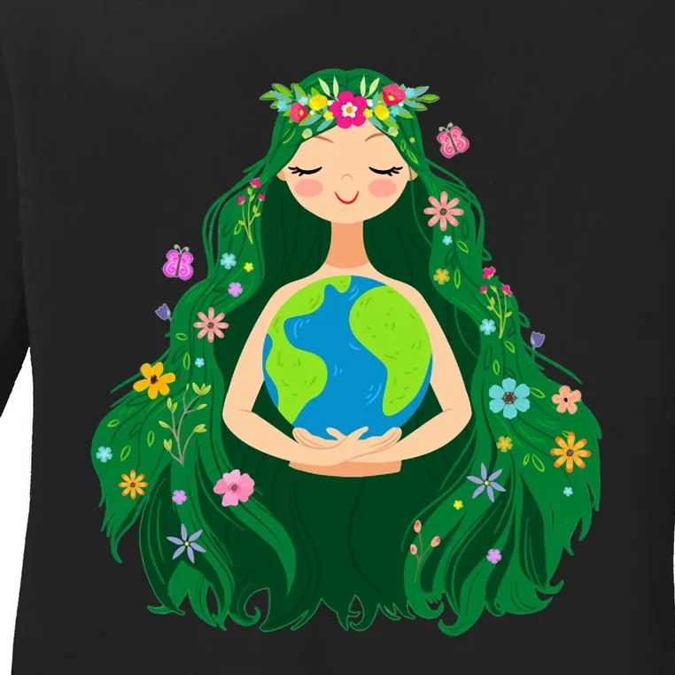 Green Mother Earth Day Gaia Save Our Planet Ladies Long Sleeve Shirt