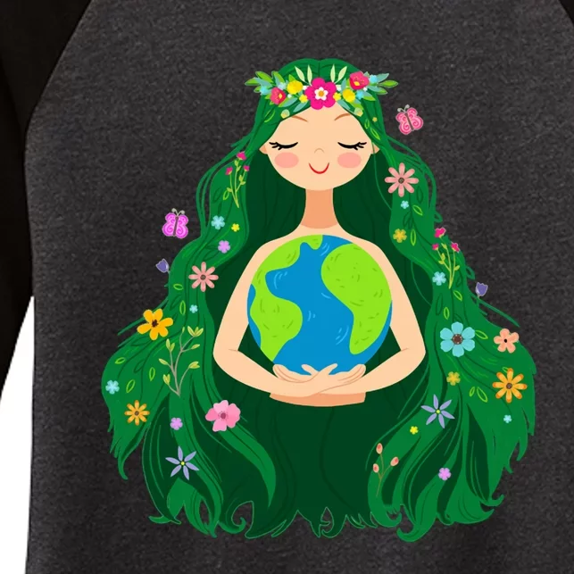 Green Mother Earth Day Gaia Save Our Planet Women's Tri-Blend 3/4-Sleeve Raglan Shirt