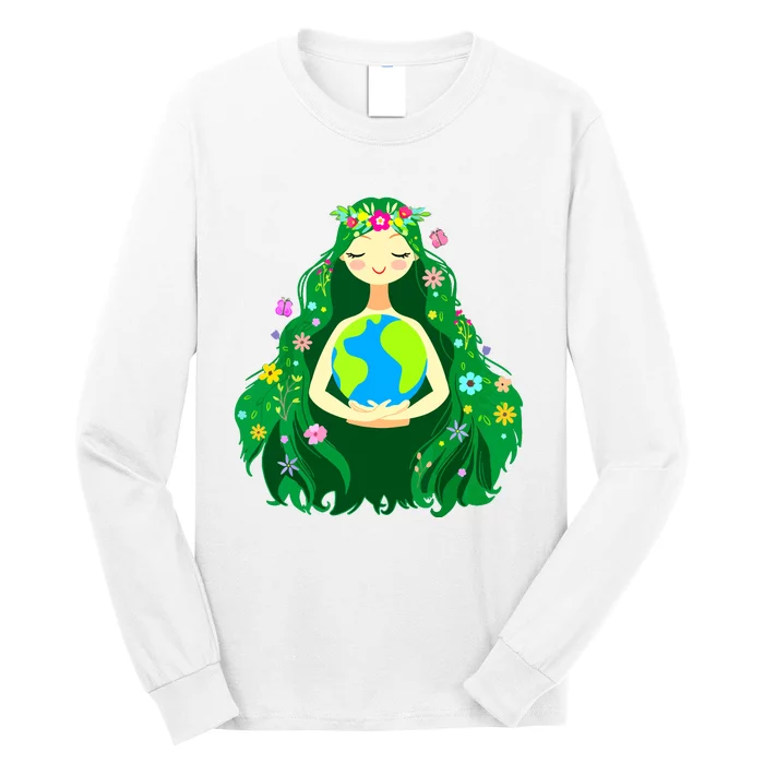 Green Mother Earth Day Gaia Save Our Planet Women Long Sleeve Shirt