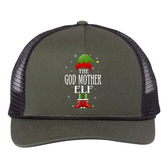 God Mother Elf Xmas Matching Family Group Christmas Party Cute Gift Retro Rope Trucker Hat Cap