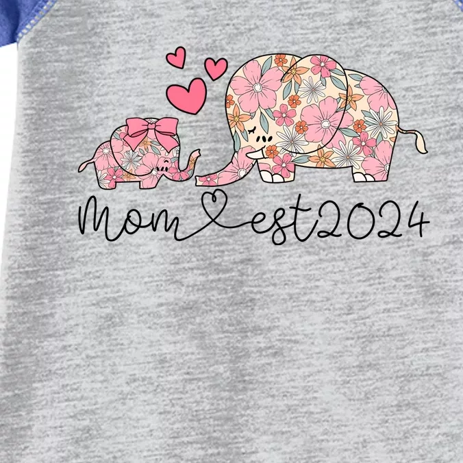 Groovy Mom Est 2024 Floral Elephant Infant Baby Jersey Bodysuit