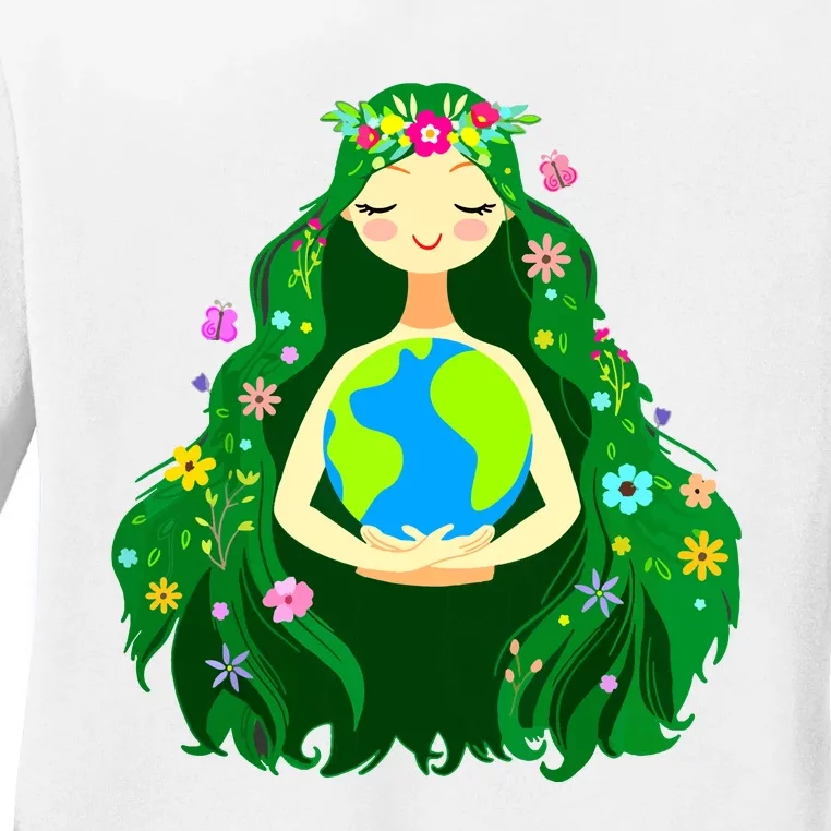 Green Mother Earth Day Gaia Save Our Planet Women Ladies Long Sleeve Shirt