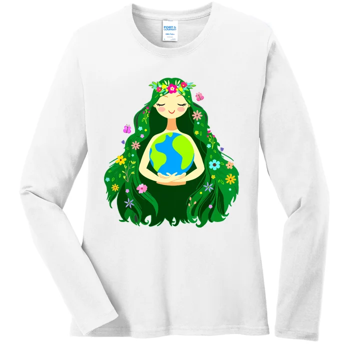 Green Mother Earth Day Gaia Save Our Planet Women Ladies Long Sleeve Shirt