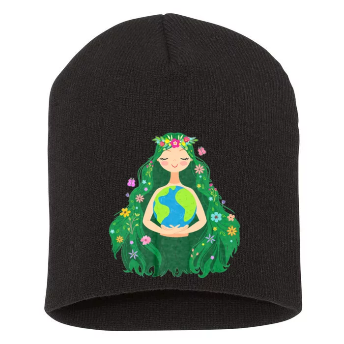 Green Mother Earth Day Gaia Save Our Planet Women Girl Short Acrylic Beanie