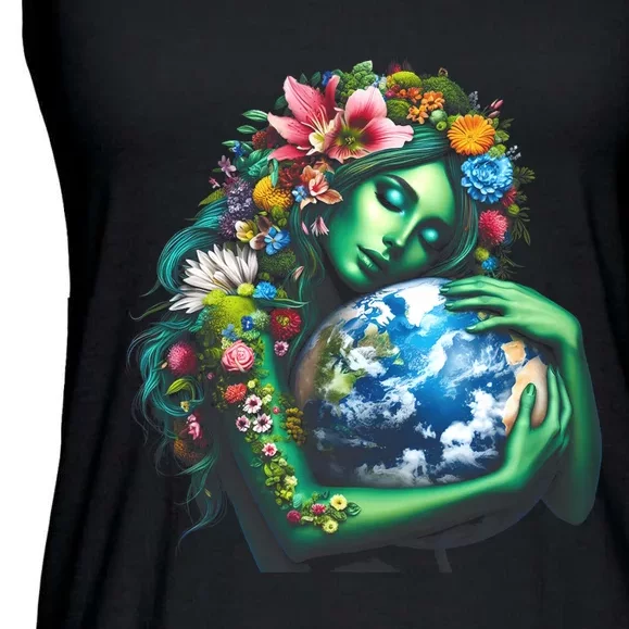 Green Mother Earth Day Gaia Save Our Planet Ladies Essential Flowy Tank