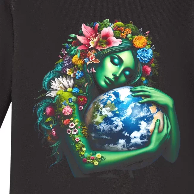 Green Mother Earth Day Gaia Save Our Planet Baby Long Sleeve Bodysuit