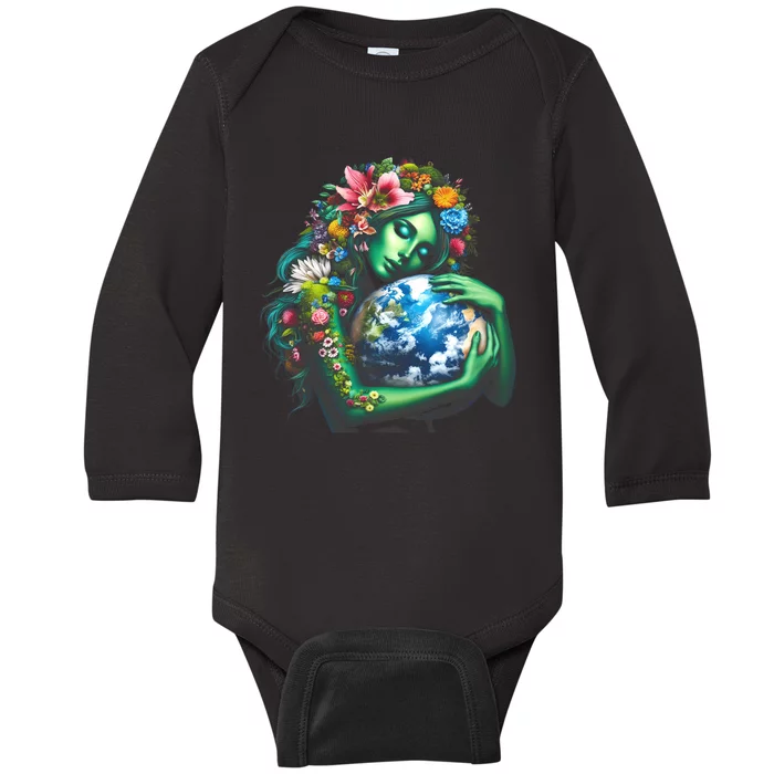 Green Mother Earth Day Gaia Save Our Planet Baby Long Sleeve Bodysuit