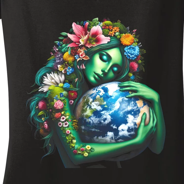 Green Mother Earth Day Gaia Save Our Planet Women's V-Neck T-Shirt