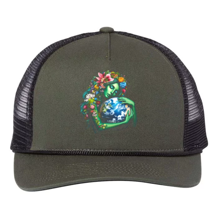 Green Mother Earth Day Gaia Save Our Planet Retro Rope Trucker Hat Cap