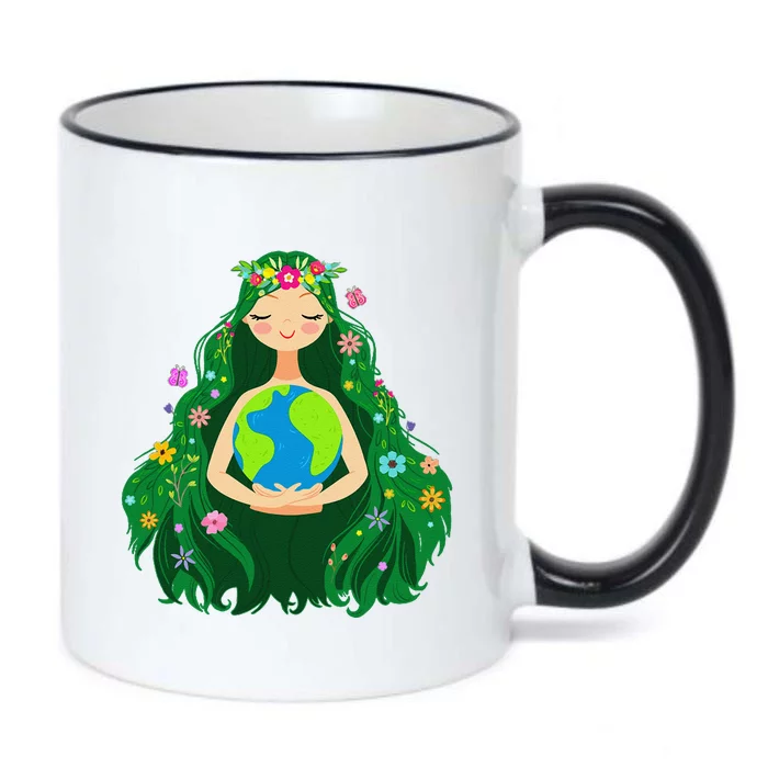 Green Mother Earth Day Gaia Save Our Planet Black Color Changing Mug