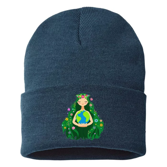 Green Mother Earth Day Gaia Save Our Planet Sustainable Knit Beanie