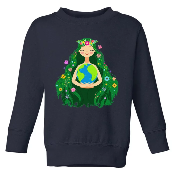 Green Mother Earth Day Gaia Save Our Planet Toddler Sweatshirt