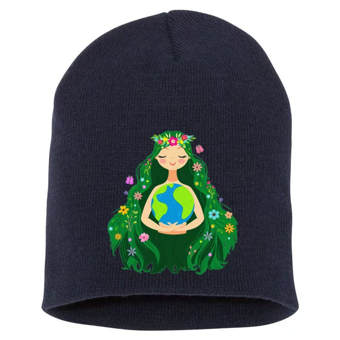 Green Mother Earth Day Gaia Save Our Planet Short Acrylic Beanie