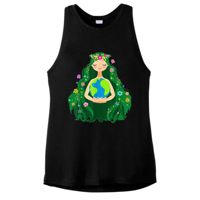 Green Mother Earth Day Gaia Save Our Planet Ladies Tri-Blend Wicking Tank