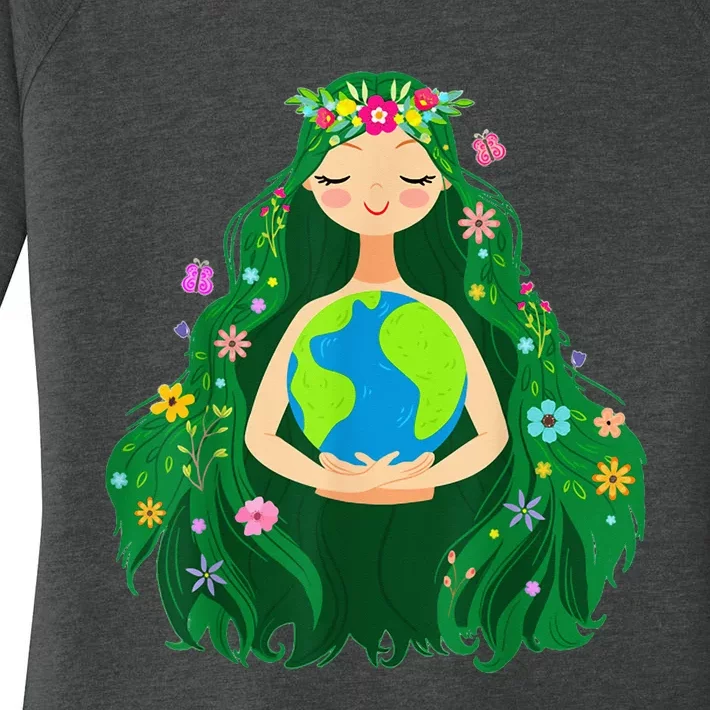 Green Mother Earth Day Gaia Save Our Planet Women's Perfect Tri Tunic Long Sleeve Shirt