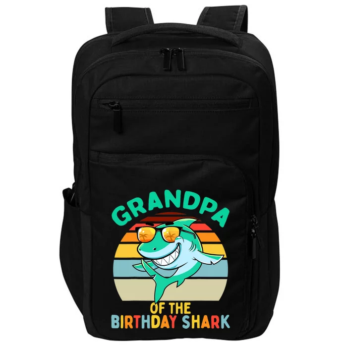 Grandpa Matching Family Shark Birthday Impact Tech Backpack