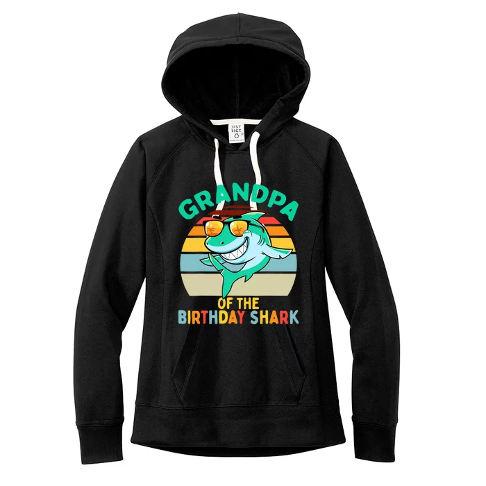 Grandpa Matching Family Shark Birthday Women's Fleece Hoodie