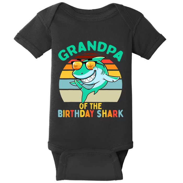 Grandpa Matching Family Shark Birthday Baby Bodysuit