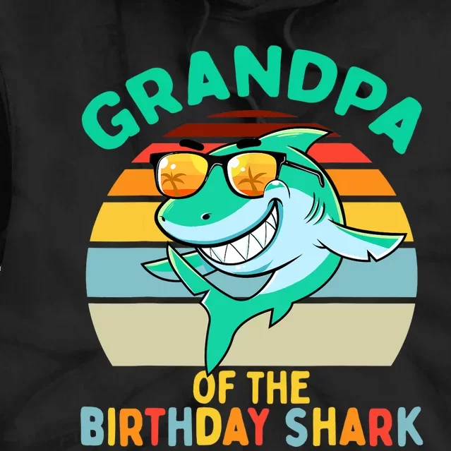 Grandpa Matching Family Shark Birthday Tie Dye Hoodie