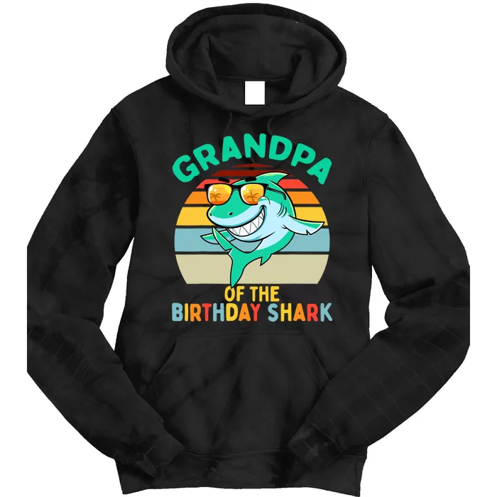 Grandpa Matching Family Shark Birthday Tie Dye Hoodie