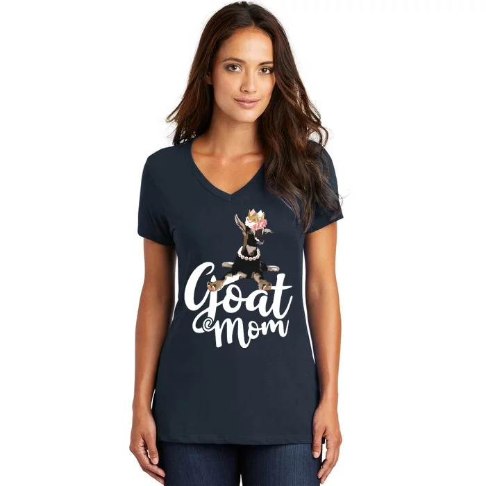 Goat Mom Funny Goat Lover Or Goat Farmer Cute Art Women's V-Neck T-Shirt