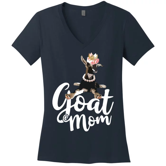 Goat Mom Funny Goat Lover Or Goat Farmer Cute Art Women's V-Neck T-Shirt