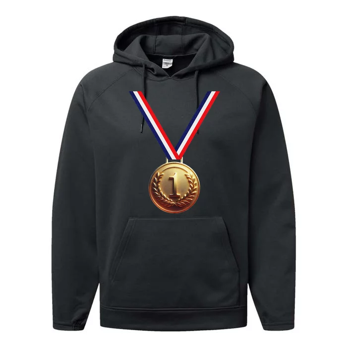 Golden Medal For Winners School Team And Champions Performance Fleece Hoodie