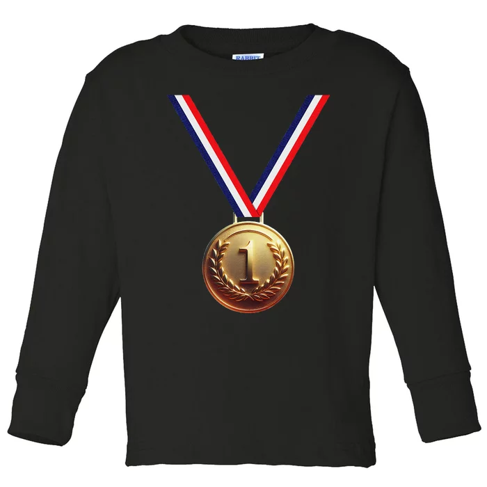 Golden Medal For Winners School Team And Champions Toddler Long Sleeve Shirt