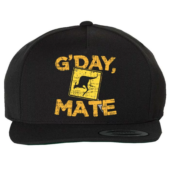 Gday Mate Funny Australia Kangaroo Wool Snapback Cap