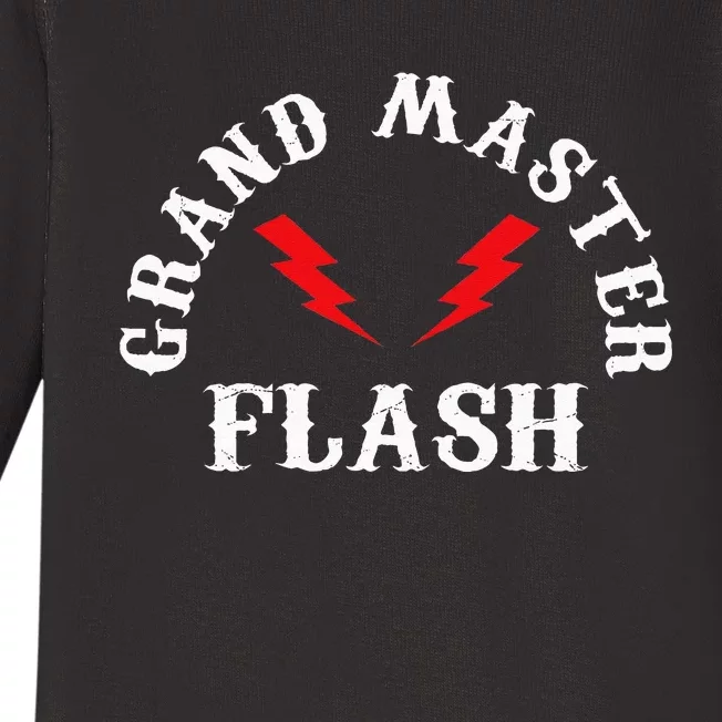 Grand Master Flash Lighting Fast White Text Baby Long Sleeve Bodysuit