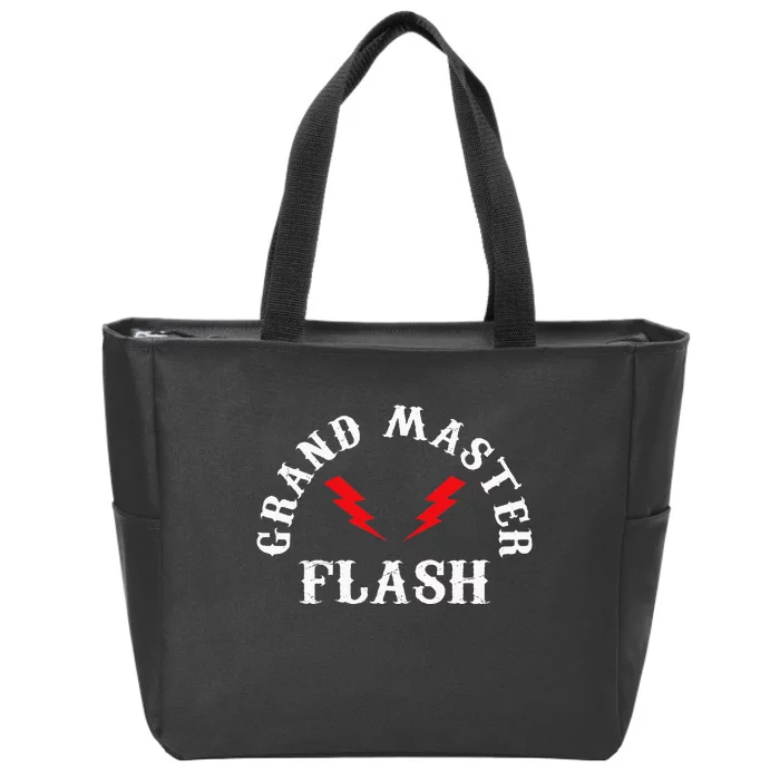 Grand Master Flash Lighting Fast White Text Zip Tote Bag