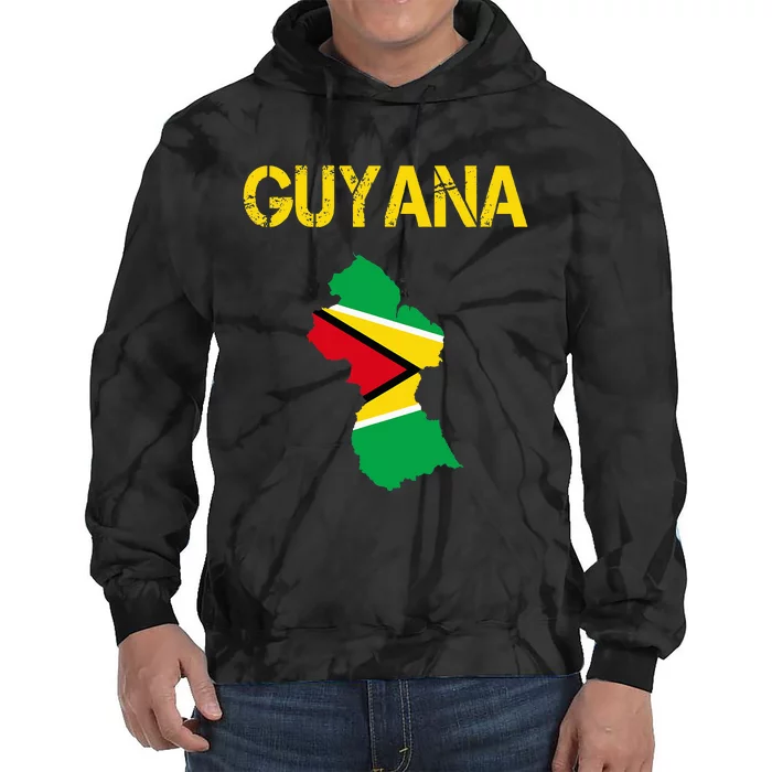 Guyana Map Flag Of Guyana Tie Dye Hoodie