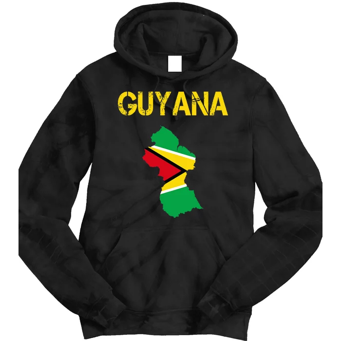 Guyana Map Flag Of Guyana Tie Dye Hoodie