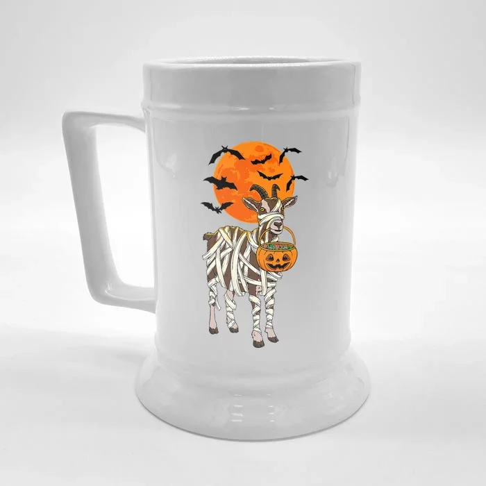 Goat Mummy Funny Halloween Farmer Front & Back Beer Stein