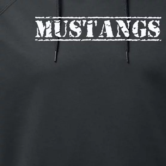 Go Mustangs Football Baseball Basketball Cheer Fan School Performance Fleece Hoodie